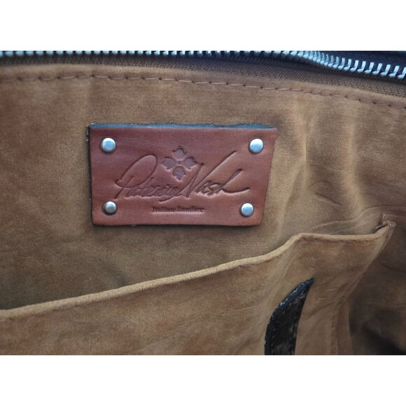 Patricia Nash Navelli Leather Tote Wristlet Set Brown & Turquoise Tooled Leather - Picture 5 of 16